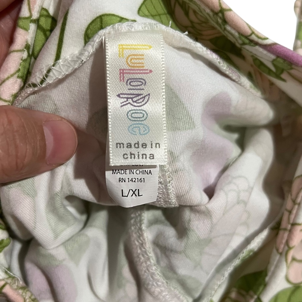 Lularoe Pastel Pink, Plum, Green & Cream Floral Leggings‎ Girls Size L/XL Fairy - Picture 3 of 4